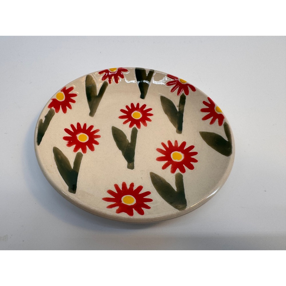 Hazel Mazel Red Daisy Stoneware Mug and Saucer Set Wax Relief Floral HM0172A NWT - Picture 8 of 13